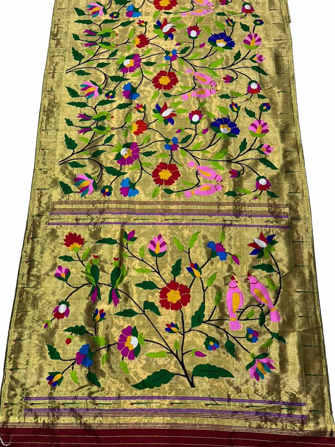Exquisite Green Paithani Handloom Pure Brocade Tissue Silk Saree - Luxurion World