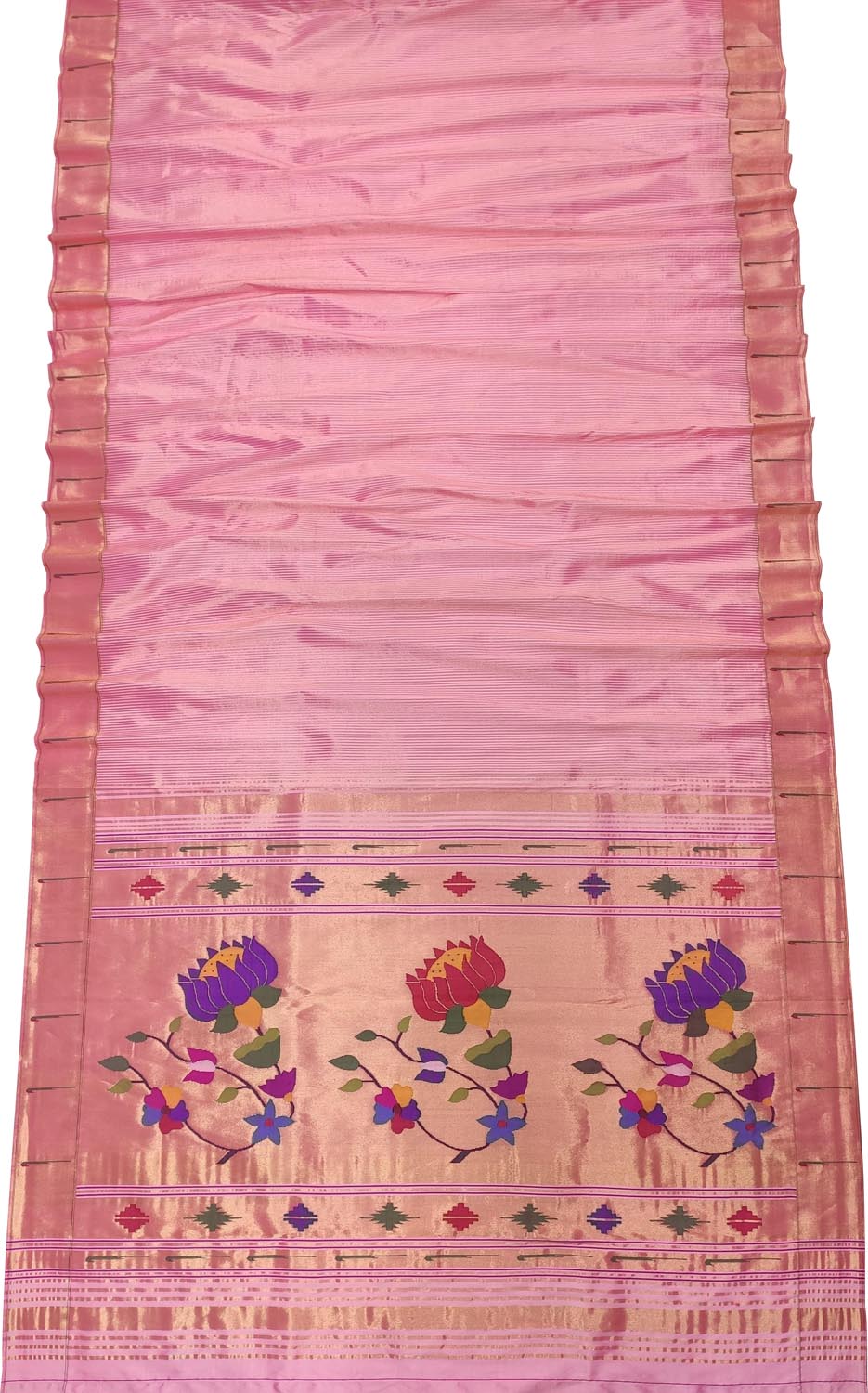 Elegant Pink Paithani Handloom Pure Tissue Silk Saree - Luxurion World