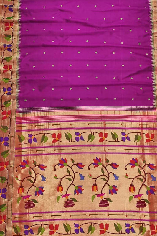 Elegant Purple Paithani Handloom Silk Saree: A Timeless Classic - Luxurion World