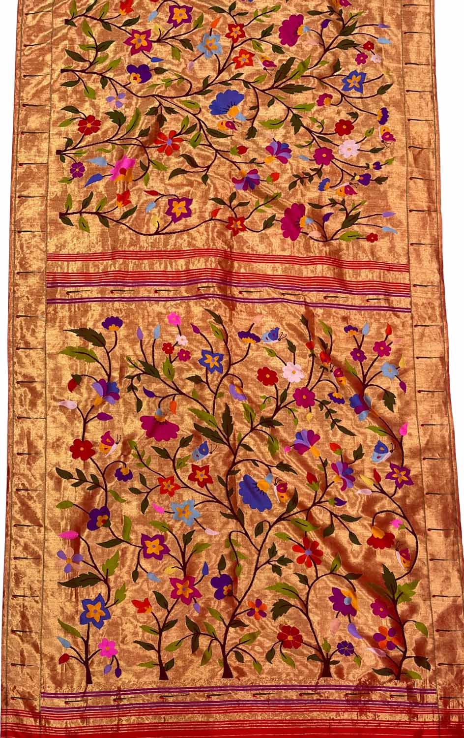 Exquisite Golden Paithani Handloom Pure Silk Saree: Timeless Elegance - Luxurion World