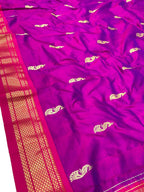 Purple Paithani Handloom Pure Silk Peacock Design Saree - Luxurion World