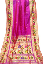 Pink Paithani Handloom Pure Silk Saree - Luxurion World