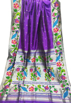 Purple Paithani Handloom Pure Silk Saree - Luxurion World