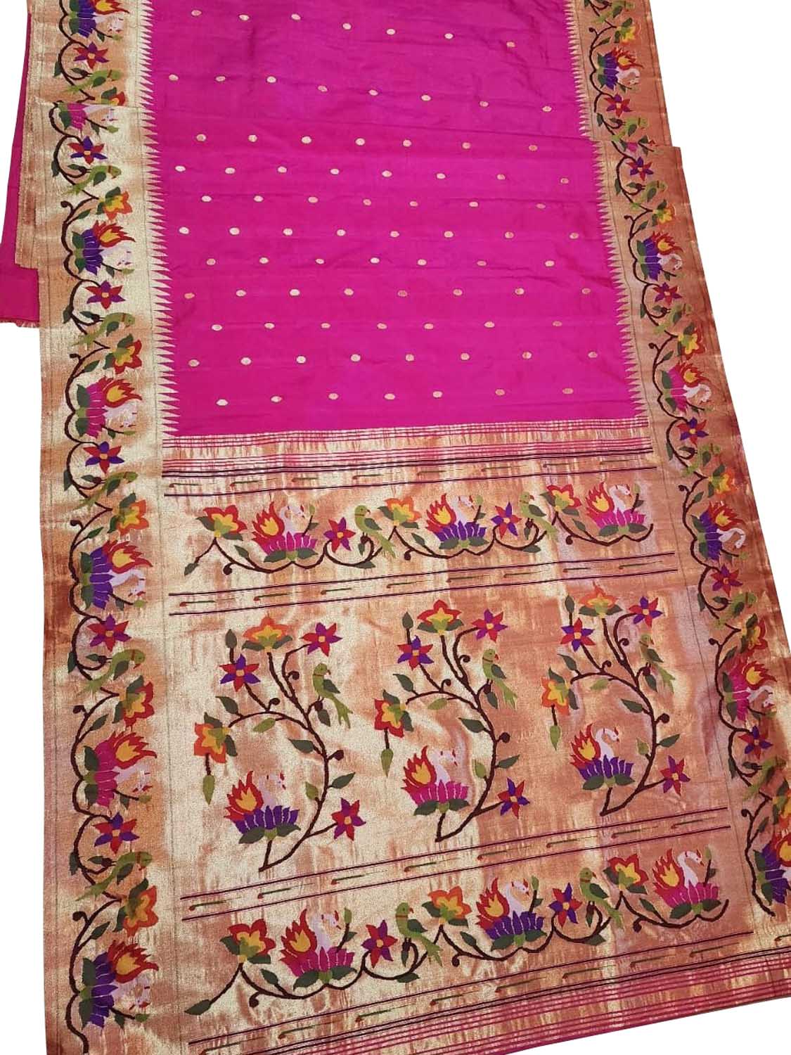 Pink Paithani Handloom Pure Silk Saree - Luxurion World