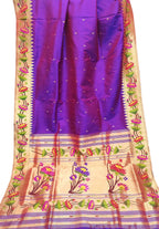 Purple Paithani Handloom Pure Silk Saree - Luxurion World
