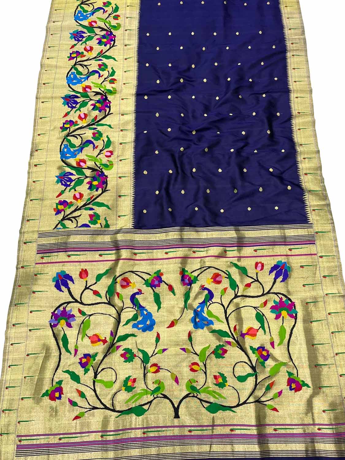 Blue Paithani Handloom Pure Silk Saree - Luxurion World