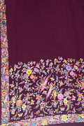 Exquisite Maroon Parsi Gara Hand Embroidered Crepe Saree - Luxurion World