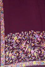 Exquisite Maroon Parsi Gara Hand Embroidered Crepe Saree - Luxurion World