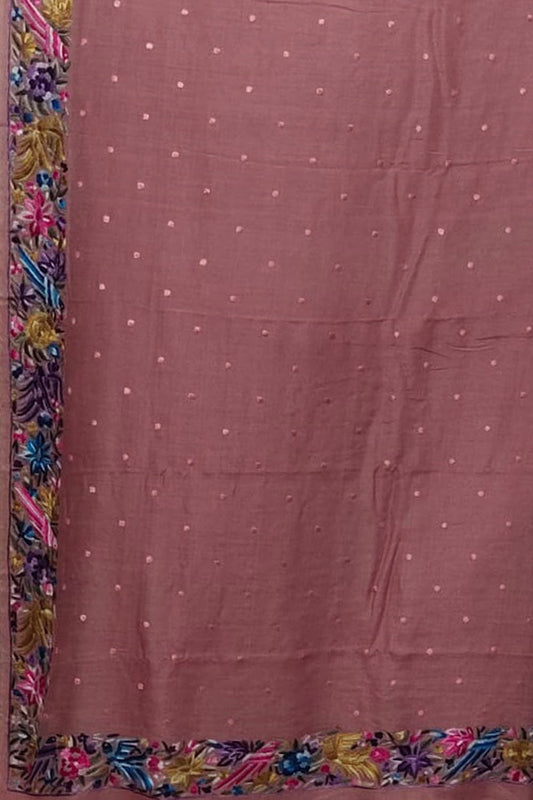 Parsi Gara Tussar Silk Saree: Pink Hand Embroidery Elegance