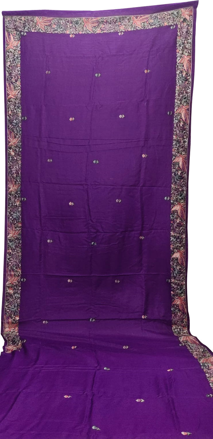 Parsi Gara Tussar Silk Saree: Purple Hand Embroidery at Its Finest - Luxurion World