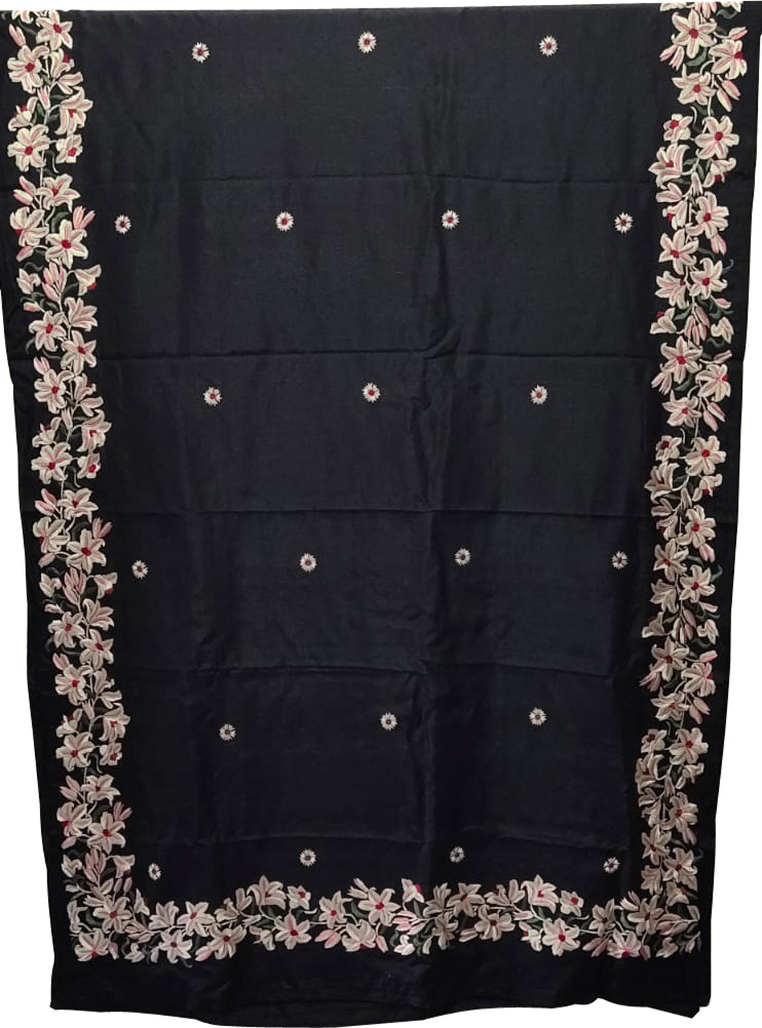 Exquisite Parsi Gara Tussar Silk Saree: Elegant Black Hand Embroidery - Luxurion World