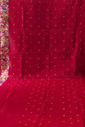 Exquisite Red Hand Embroidered Parsi Gara Tussar Silk Saree - Luxurion World
