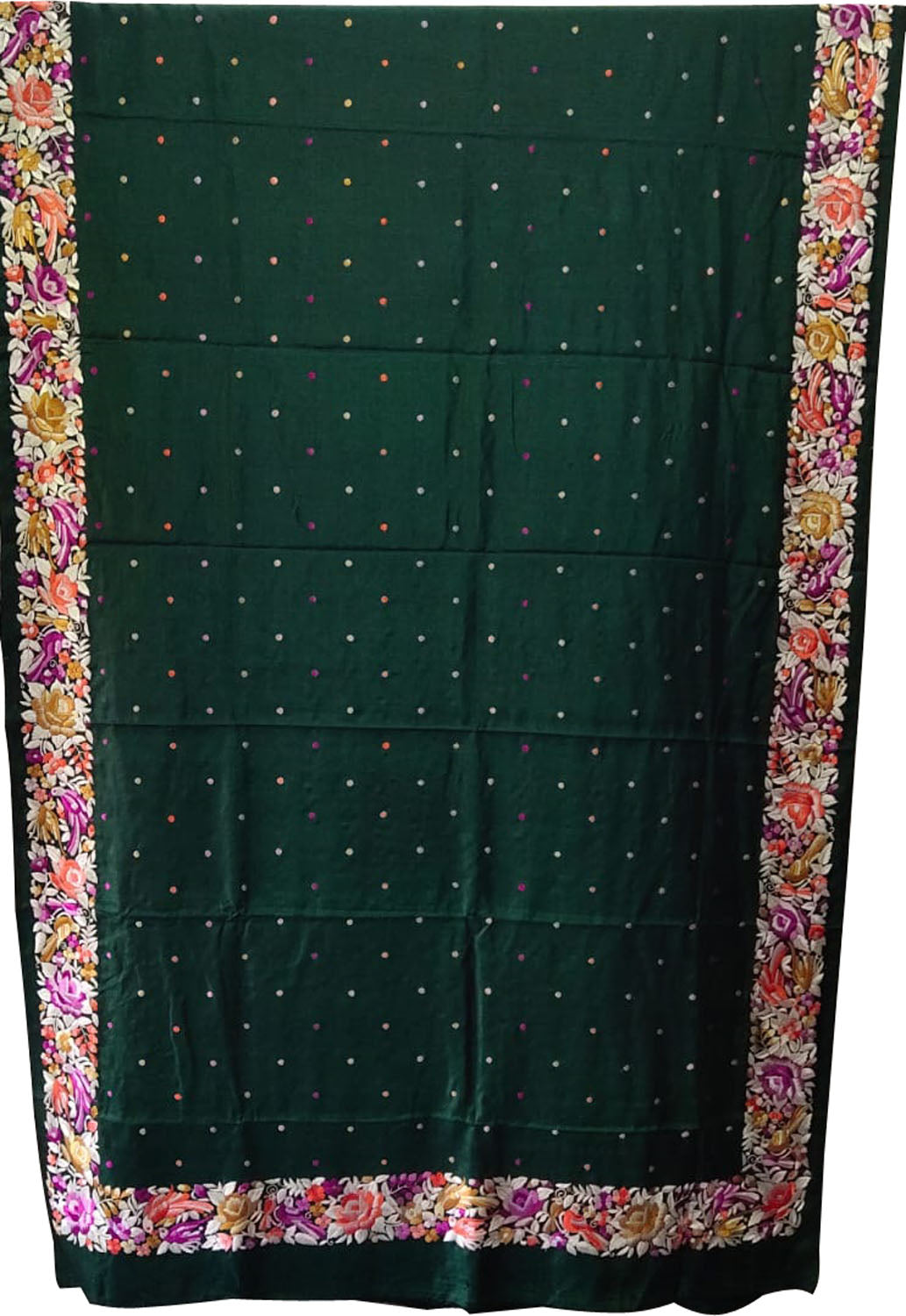 Exquisite Green Hand Embroidered Parsi Gara Tussar Silk Saree - Luxurion World