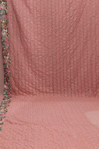 Parsi Gara Georgette Saree: Exquisite Pink Hand Embroidery - Luxurion World