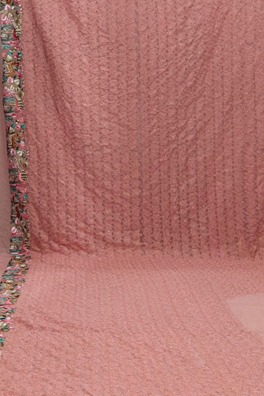 Parsi Gara Georgette Saree: Exquisite Pink Hand Embroidery - Luxurion World