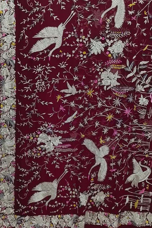 Parsi Gara Georgette Saree: Exquisite Pink Hand Embroidery