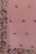 Parsi Gara Crepe Saree: Exquisite Pink Hand Embroidery - Luxurion World
