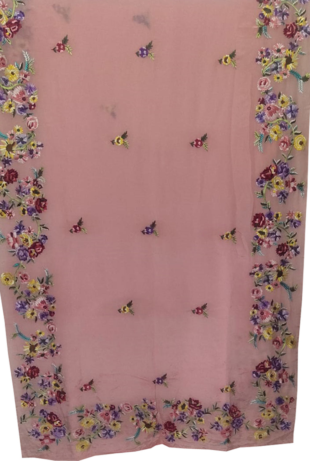 Parsi Gara Crepe Saree: Exquisite Pink Hand Embroidery - Luxurion World