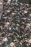 Black Parsi Gara Hand Embroidered Pure Georgette Saree - Luxurion World