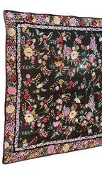 Black Parsi Gara Hand Embroidered Pure Georgette Saree - Luxurion World