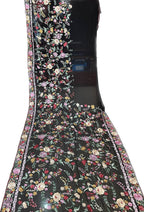 Black Parsi Gara Hand Embroidered Pure Georgette Saree - Luxurion World