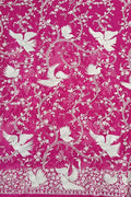 Pink Parsi Gara Hand Embroidered Pure Georgette Saree - Luxurion World