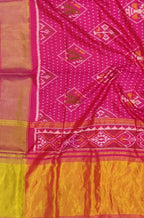 Pink Handloom Single Ikat Patola Pure Silk Saree - Luxurion World