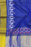 Blue Handloom Single Ikat Patola Pure Silk Saree - Luxurion World