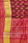 Maroon Handloom Single Ikat Patola Pure Silk Saree - Luxurion World