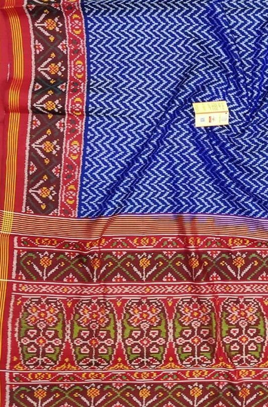 Blue Handloom Semi Patan Patola Pure Silk Saree - Luxurion World