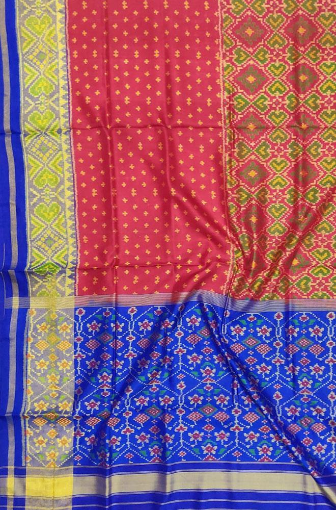 Multicolor Handloom Single Ikat Patola Pure Silk Saree - Luxurion World
