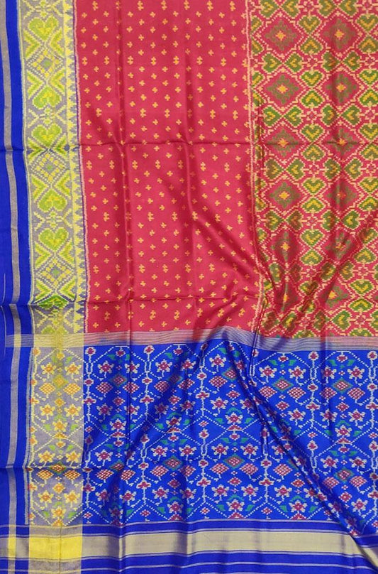 Multicolor Handloom Single Ikat Patola Pure Silk Saree - Luxurion World