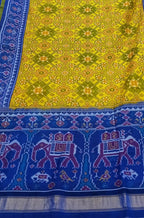 Yellow Handloom Semi Patan Patola Pure Silk Saree - Luxurion World