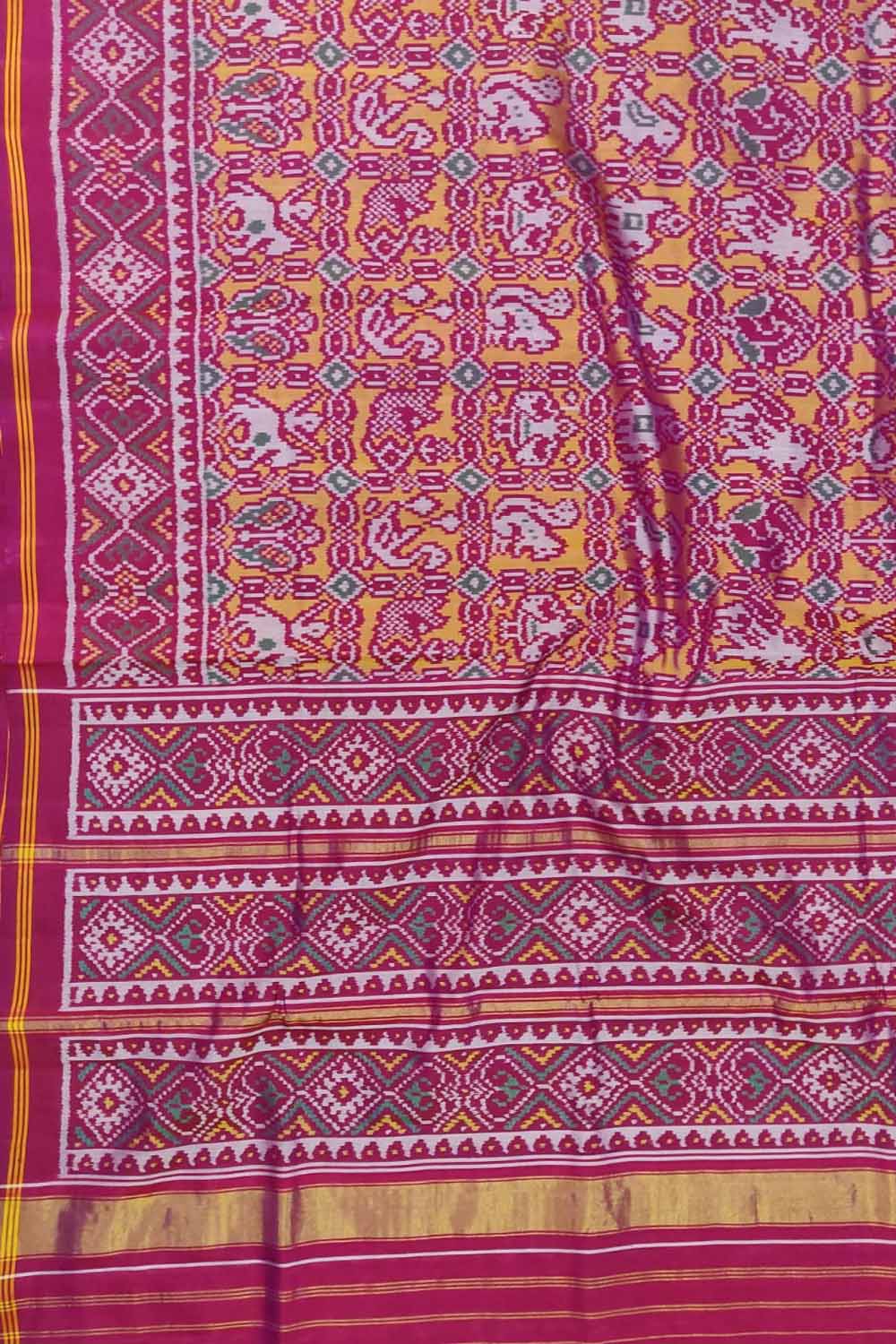 Pink Handloom Semi Patan Patola Pure Silk Saree - Luxurion World
