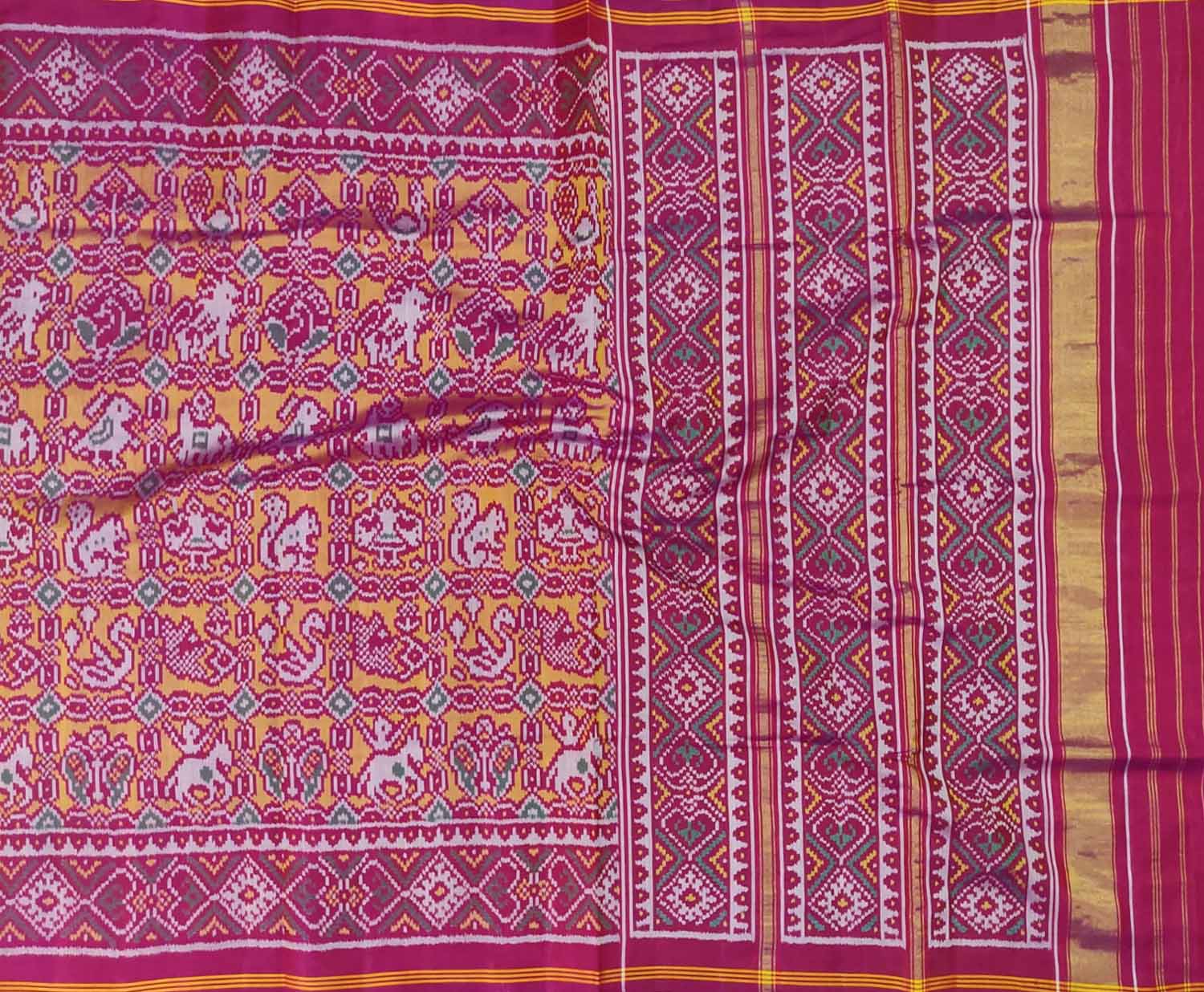 Pink Handloom Semi Patan Patola Pure Silk Saree - Luxurion World