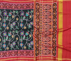 Black Handloom Semi Patan Patola Pure Silk Saree - Luxurion World