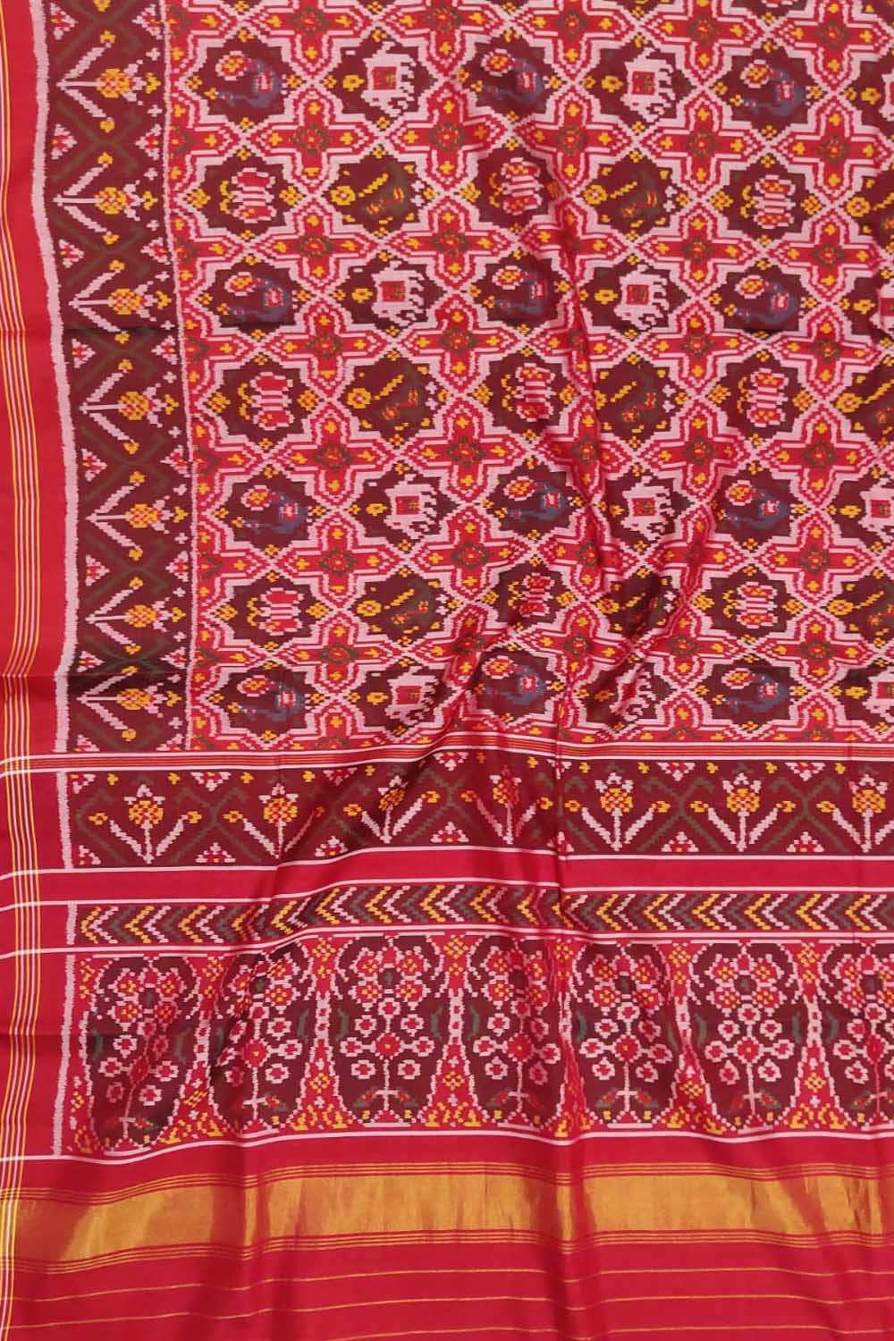 Red Handloom Semi Patan Patola Pure Silk Saree - Luxurion World