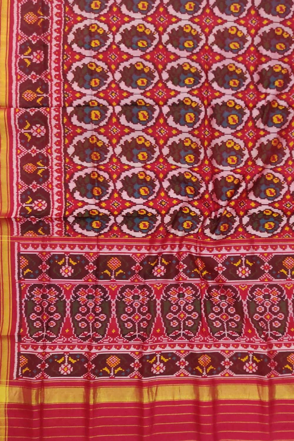 Red Handloom Semi Patan Patola Pure Silk Saree - Luxurion World