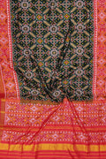 Black Handloom Semi Patan Patola Pure Silk Saree - Luxurion World