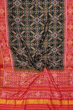 Black Handloom Semi Patan Patola Pure Silk Saree - Luxurion World