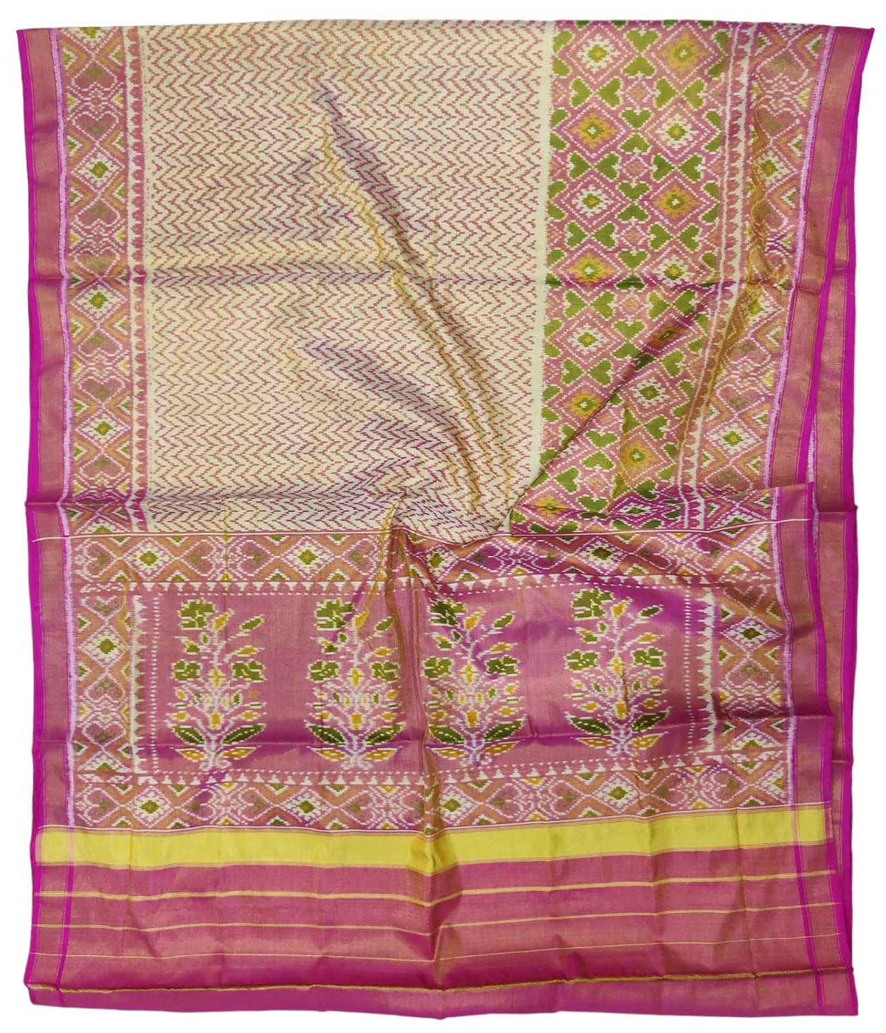 Multicolor Handloom Single Ikat Patola Pure Tissue Silk Saree - Luxurion World