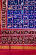 Blue Semi Patan Patola Handloom Pure Silk Saree - Luxurion World