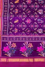 Purple Semi Patan Patola Handloom Pure Silk Saree - Luxurion World