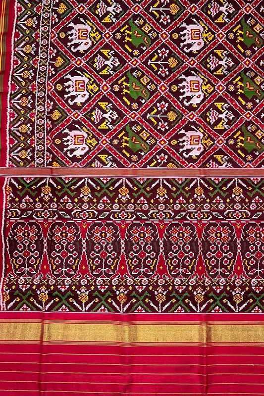 Multicolor Semi Patan Patola Handloom Pure Silk Saree - Luxurion World