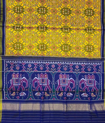 Yellow Semi Patan Patola Handloom Pure Silk Saree - Luxurion World