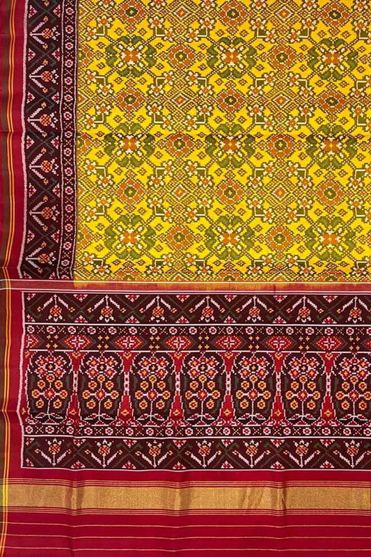Yellow Semi Patan Patola Handloom Pure Silk Saree