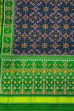 Blue Semi Patan Patola Handloom Pure Silk Saree - Luxurion World