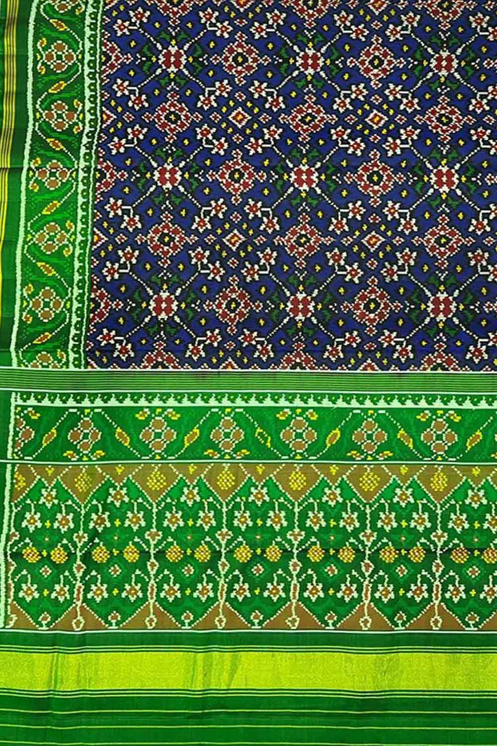 Blue Semi Patan Patola Handloom Pure Silk Saree - Luxurion World
