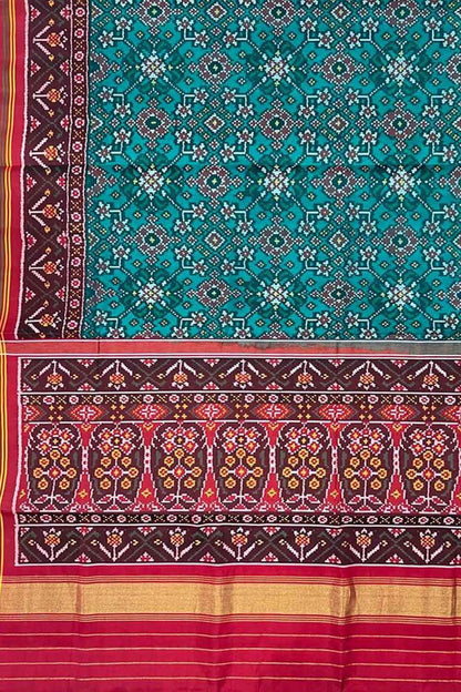 Green Semi Patan Patola Handloom Pure Silk Saree - Luxurion World