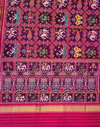 Purple Semi Patan Patola Handloom Pure Silk Saree - Luxurion World